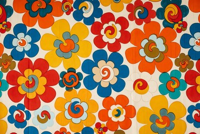 Colorful Retro Swirl Flowers Pattern