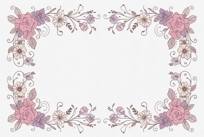 Pink Floral Frame Illustration