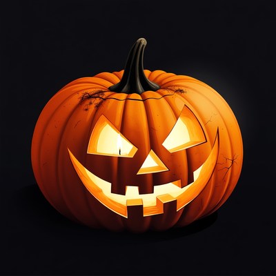 Jack-o'-lantern pumpkin on black background