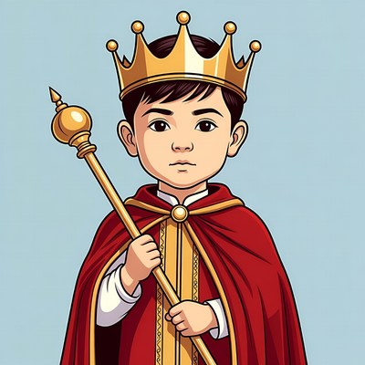 Asian boy as king with scepter
