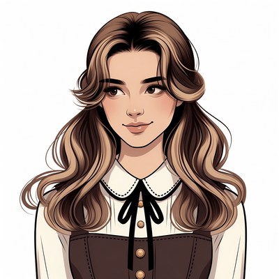 Anime girl with wavy brown hair