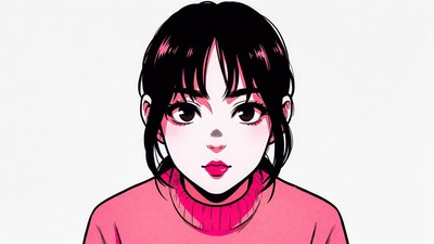 Anime girl with pink sweater