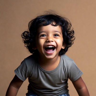 Indian boy laughing happily