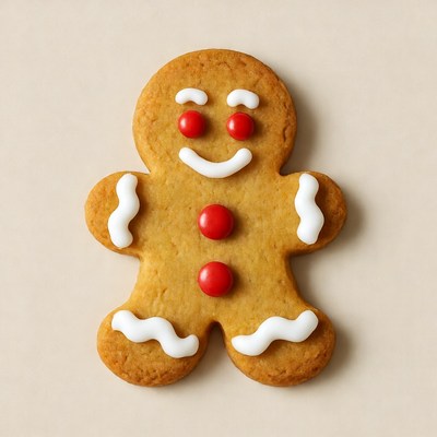 Smiling gingerbread man cookie