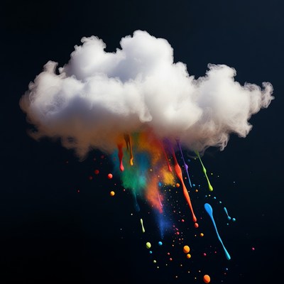 Rainbow Paint Dripping from Cloud