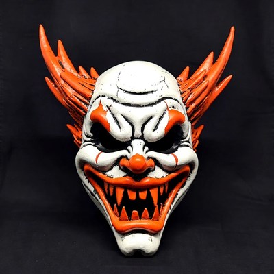 Evil Clown Mask with Orange Horns