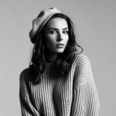 Woman in beret and sweater