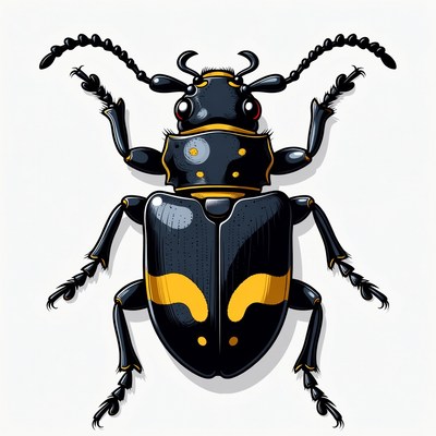 Black beetle with yellow spots illustration