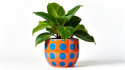 Polka Dot Potted Houseplant