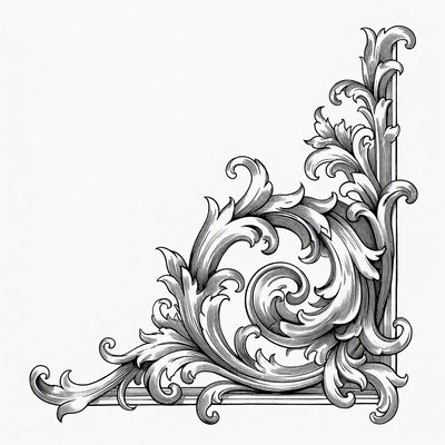 Ornate Black Corner Flourish Illustration