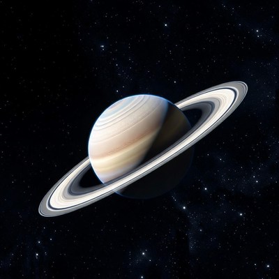 Saturn with rings in space