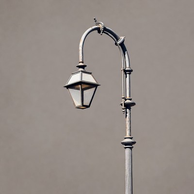 Rustic Street Lamp on Gray Background