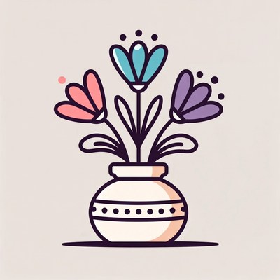 Colorful Flowers in Vase Illustration