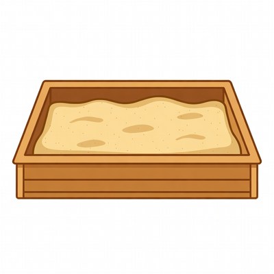 Wooden sandbox with sand