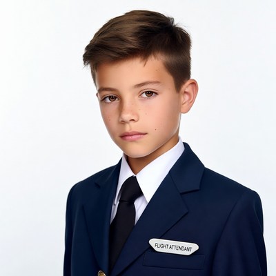 Young boy as flight attendant