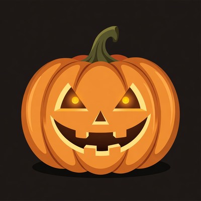 Carved Jack-o'-lantern Pumpkin Illustration