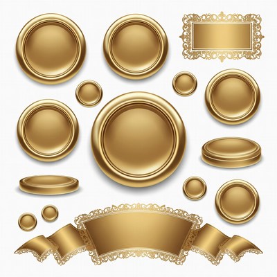 Gold Frames and Badges Set