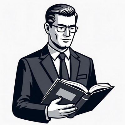 Man reading book in suit