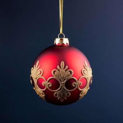 Red Christmas ornament with gold design