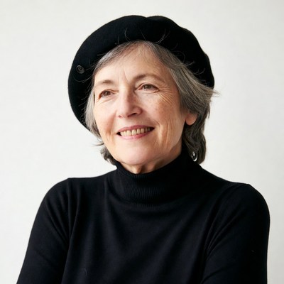 Elderly woman wearing black beret