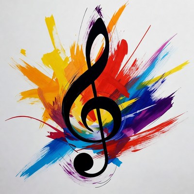 Colorful Splash Treble Clef