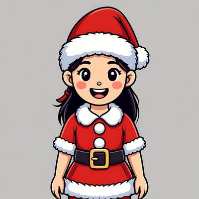 Cute Asian girl in Santa dress
