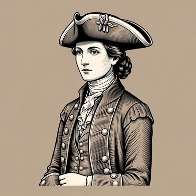 Woman in Tricorn Hat and Colonial Uniform