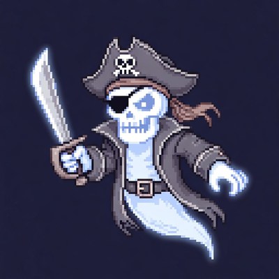 Pixel Art Pirate Ghost with Sword