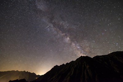 Milky Way over mountain peaks