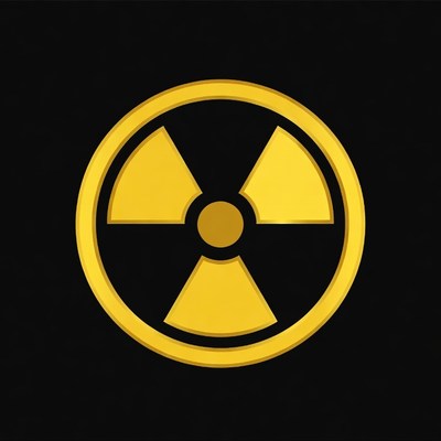 Yellow Radiation Symbol on Black