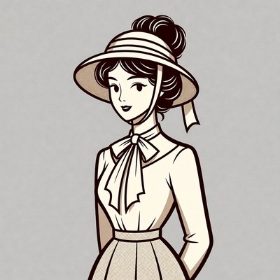 Victorian woman wearing wide-brim hat