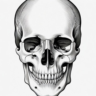 Detailed Human Skull Illustration