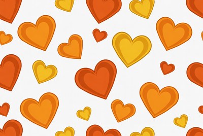 Orange Yellow Hearts Seamless Pattern
