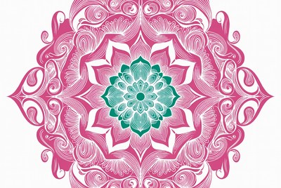 Pink Mandala with Green Lotus
