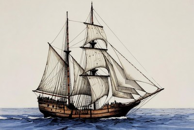 Sailing Ship on Ocean