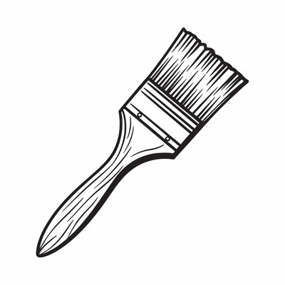 Black and white paintbrush illustration