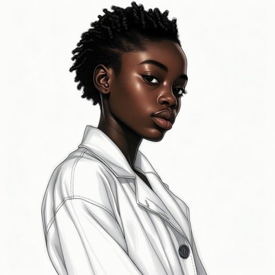African-American woman in white coat