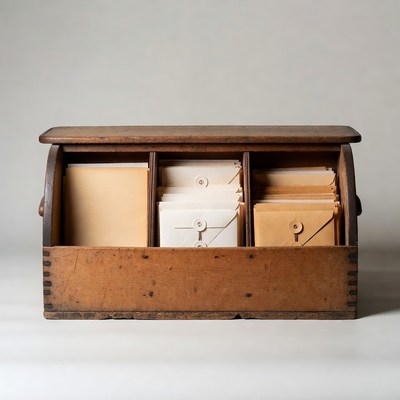 Vintage Wooden Desk Organizer with Envelopes