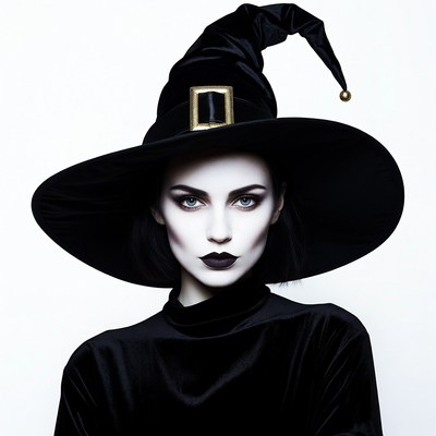 Woman in black witch hat