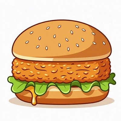 Chicken Burger with Lettuce and Cheese