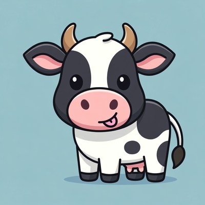 Cute cartoon cow smiling