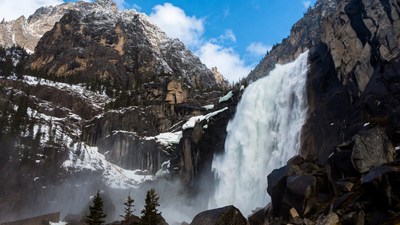 Waterfall in Snowy Mountains