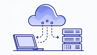 Cloud Computing Laptop Server Illustration