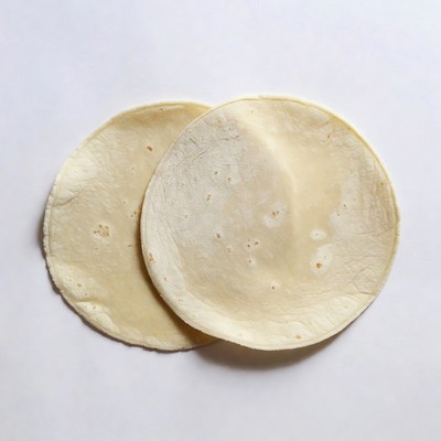 Two Flour Tortillas on White Background