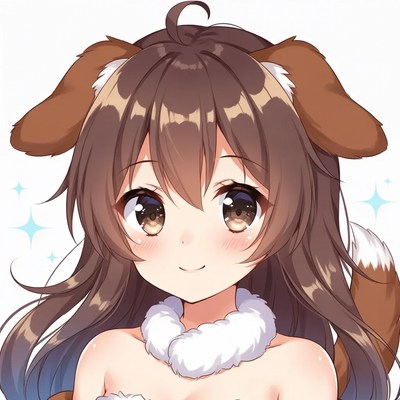 Anime girl with dog ears and tail