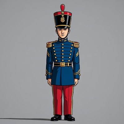 Cartoon Napoleonic Soldier in Uniform