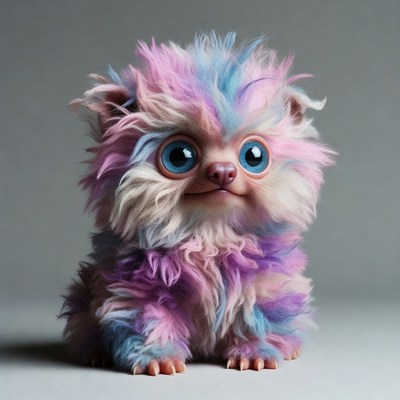 Fluffy Rainbow Colored Cute Puppy