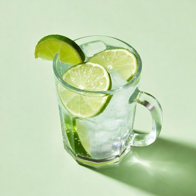 Glass of Water with Lime Slices