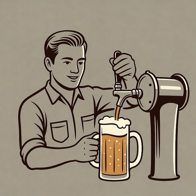 Man pouring beer from tap