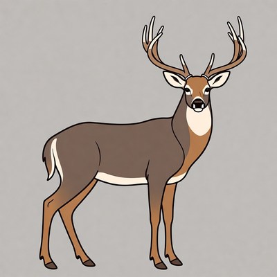 Standing Buck Deer Illustration
